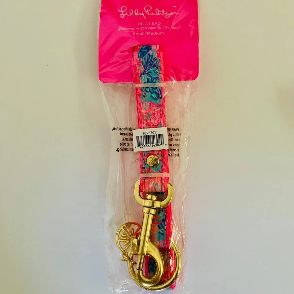 Lilly Pulitzer dog bowls leash collar and dog waste bag carrier set NEW IN BOX!